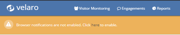 Alert message that browser notifications are not enabled.