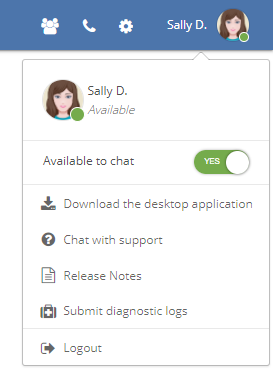This image displays the options in the Profile Menu.