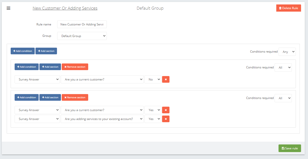 Group re-selection rule example