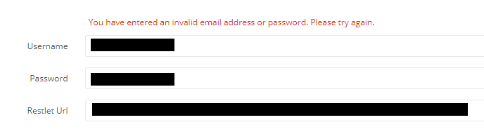 NetSuite admin login "invalided email" error