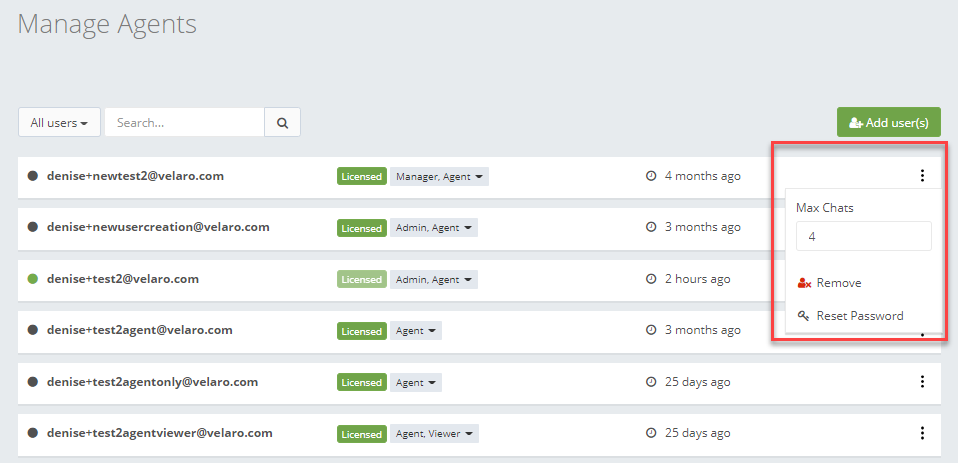 Set maximum concurrent chats for each user.